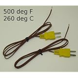 K-Type Wire Thermocouple PK-1 Temperature Sensor Probe w. High Temperature Plastic Insulation (Set of 2)