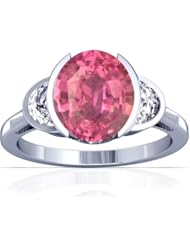 Platinum Oval Cut Pink Sapphire Three Stone Ring