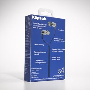 Klipsch IMAGE S4 In-Ear Enhanced Bass Noise-Isolating Headphones