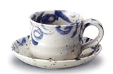 ★ギフト包装承ります★ 水面唐草（青）コーヒー碗皿【信楽焼　コーヒーカップ・ソーサー】