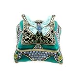 Emerald Butterfly on Filigree Jeweled Trinket Box