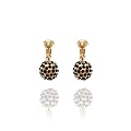 Fiorelli Schwarz �bers�hte Goldener Ball Ohrclips