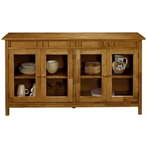 Mission style Four door Console With Glass Doors, FOUR-DOOR, HONEY by Home Decorators Collection