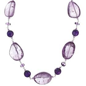 Sterling Silver Amethyst Linked Necklace, 18 by Amazon.com Collection
