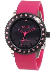FCUK Womens FC1103PP Sporty Plastic Pink Rubber Crystals Watch
