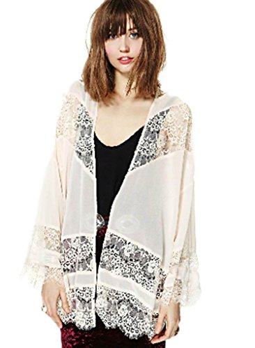 Superbaby Women Sheer Boho Flare Sleeve Lace Kimono Cardigan Jacket