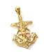 24k Gold Layered (GL) Diamond Cut LARGE Jesus on Cross & Anchor Charm/Pendant ~ LIFET...
