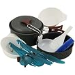 Outdoor Mess Kit, 2 Person, Lightweight Anodized Aluminum Mess Kit with 2 Sets of Lexan Utensils