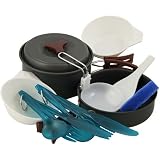 Outdoor Mess Kit, 2 Person, Lightweight Anodized Aluminum Mess Kit with 2 Sets of Lexan Utensils
