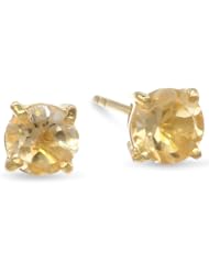 Gold Plated Sterling Silver 6mm Round Citrine Earrings