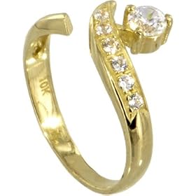 10kt GOLD Pink Cubic Zirconia SOLITAIRE Toe Ring
