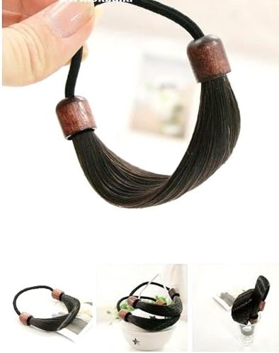2x Black Brown Wig Elastic Hair Hairpiece Ponytail Holders Women Girl Hairtie