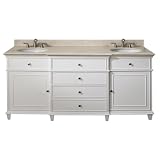 Avanity WINDSOR-VS72-WT 72-Inch Vanity with Galala Beige Marble Top and Dual Sinks, White