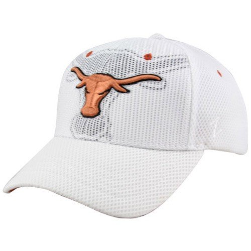 Zephyr Texas Longhorns White Double Logo Flex-Fit Hat