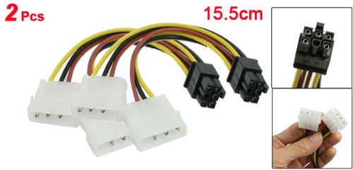 Power Adapter Cable ATX 6 Pin Female to Dual 4 Pin Male 2 Pcs Power Adapter Cable ATX 6 Pin Female to Dual 4 Pin Male 2 Pcs