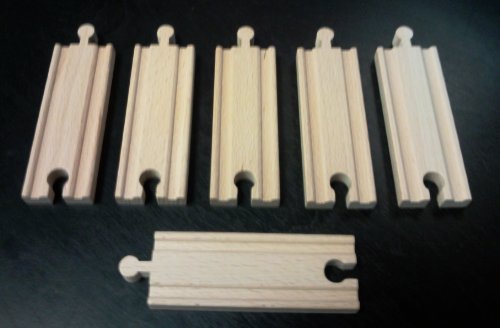 (6) 4" Straight Train Tracks Fit Thomas Wooden Railway and Brio Sets and Trains