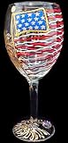 America's Flag Design - Hand Painted - Grande Wine - 16 oz..