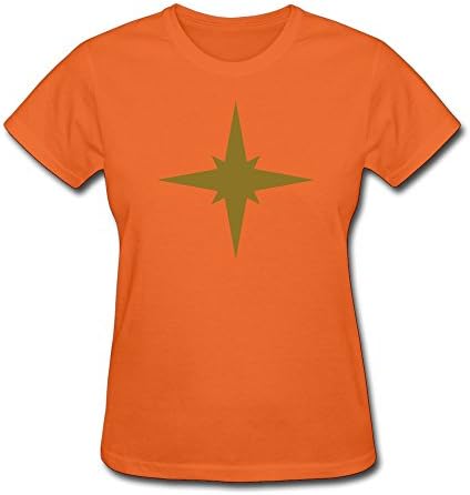 FQY Women's 8 Pointed North Star Cotton Round Collar T Shirt L Orange