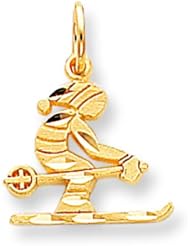10K Yellow Gold Skier Charm Skiing Jewelry FindingKing
