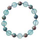 Blue Cloisonne, Dyed Sea Blue Chalcedony and Gold-Filled Beaded Bracelet