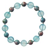 Blue Cloisonn�, Dyed Sea Blue Chalcedony and Gold-Filled Beaded Bracelet