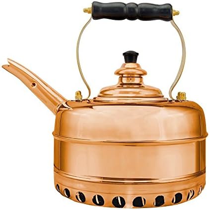 Simplex Teakettles Traditional Solid Whistling Kettle with Ebonized Beech Handle, Copper