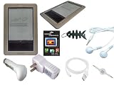 8 items Premium Accessories Bundle for Barnes & Noble Nook Ebook Reader Series :includes : USB Car Charger + USB Travel/Wall Charger + White Straight usb data Cable + Smoke Silicone Skin Case Cover + Anti Scratch LCD Screen Protector +White Earphone + Fishbone keychain + 3.5MM retractable audio cable