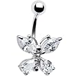 14k White Gold Cubic Zirconia Butterfly Belly Ring