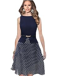 Petite Knee Length Chiffon/Polyester/Spandex Polka Dot Print Sleeveless Party Dress/Tunic 