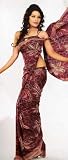 Party Wear Maroon Faux Georgette Wrap Dress Saree Sari with Unstitched Blouse