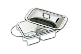 Premier Housewares 1.6 Litre Rectangle Stainless Steel Food Warmer with Marinex Glass Dish