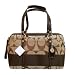 Coach Signature Stripe Khaki Bag/Mahogany Jacquard Satchel.