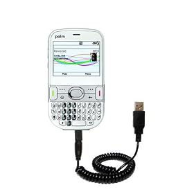 Coiled USB Cable for the Palm Palm Treo 800p with Power Hot Sync and Charge capabilities - uses Gomadic TipExchange Technology