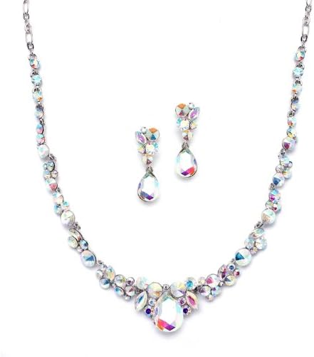Sparkling Iridescent Crystal Mosaic Necklace Set
