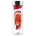 Asobu Flavor It 20 Ounce Glass Water Bottle With Fruit Infuser, Red Silver
