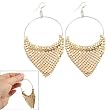 Rosallini Pair Brass Tone Heart Shaped Pendant Round Loop Fish Hook Earrings