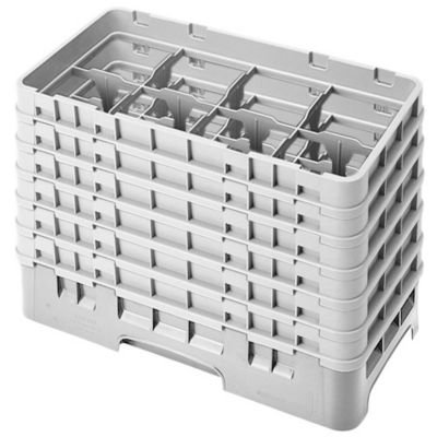 Cambro Camrack 8 Comp Half Size Glass Rack w/ 6 Extenders, Soft Gray 111897