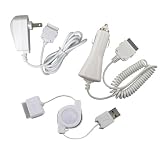 USB DATA CABLE + WALL + CAR CHARGER For iPhone iPod Touch NANO Bundle