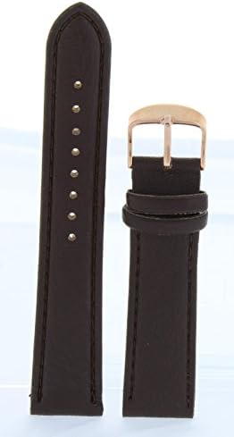 20MM TWC Strap/Band Soft Genuine Leather Brown Color Stamped Rose Gold Buckle