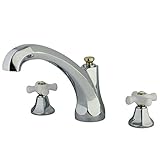 Kingston Brass KS4324PX Metropolitan Roman Tub Filler with Porcelain Cross Handle, Polished Chrome a
