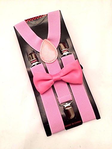 Pink Suspender &amp; Bow Tie Baby Toddler Kids Boys Girls Child Age 3~8
