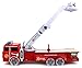 Fire Power Dept Childrens' Kid's Friction Toy Fire Truck for Ready To Run w/ 360 Rotating Extending Rescue Crane, Lights, Sounds