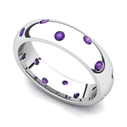 14k White Gold Bezel set Amethyst Semi Eternity Band Ring 14k White Gold Bezel set Amethyst Semi Eternity Band Ring