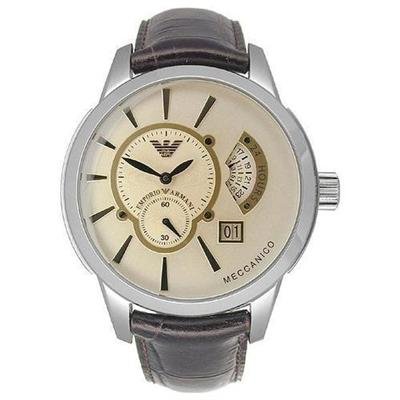 Emporio Armani Meccanico Men’s Automatic Watch – Brown Leather Strap & Stainless Steel Case AR4604