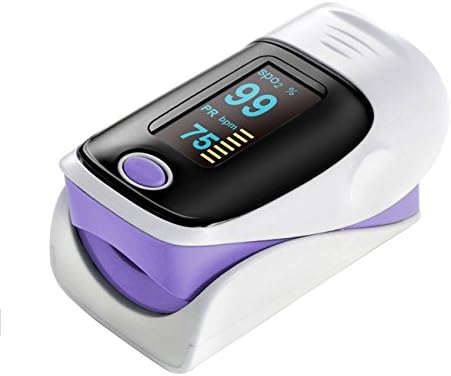 Tera Oximeter Oximetry for Monitor Blood Oxygen Saturation (SPO2) and Fingertip Pulse (PR) with Neck/Wrist Cord and White Purple and White