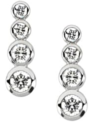 Pair of 14K White Gold Diamond Journey Earrings - 1.05 Ct. -- LIFETIME WARRANTY