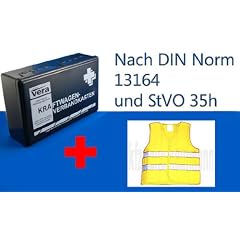 KFZ VERBANDSKASTEN DIN 13164 MIT WARNWESTE NEON GELB