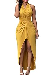 Sexy V-neck Asymmetric Backless High-Low-Hem Halter Sleeveless Club Dress/Evening Dress/Party Dress 