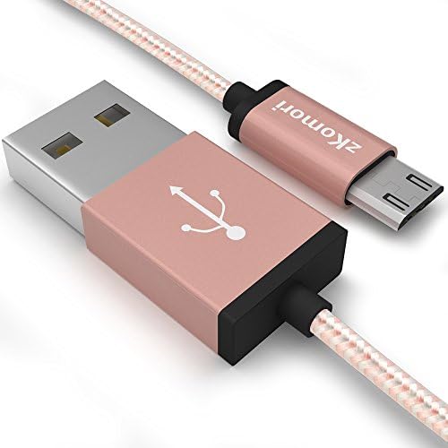 Zkomori Micro USB Cable 2Pack 10ft High Speed Nylon Braided Cord for Samsung, HTC, Motorola, Nokia, Android, and More(Rose Gold+Sliver)
