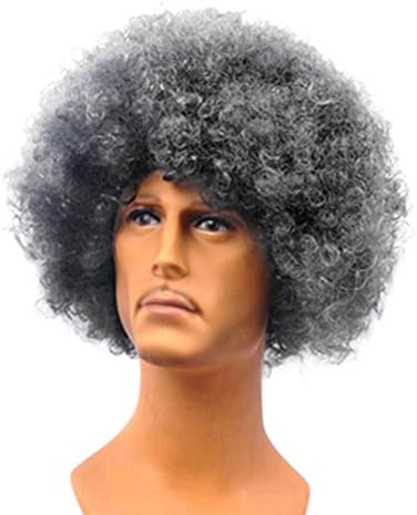 Hot Popular Party Played a Beggar Short Curly Afro Wig-white and Black